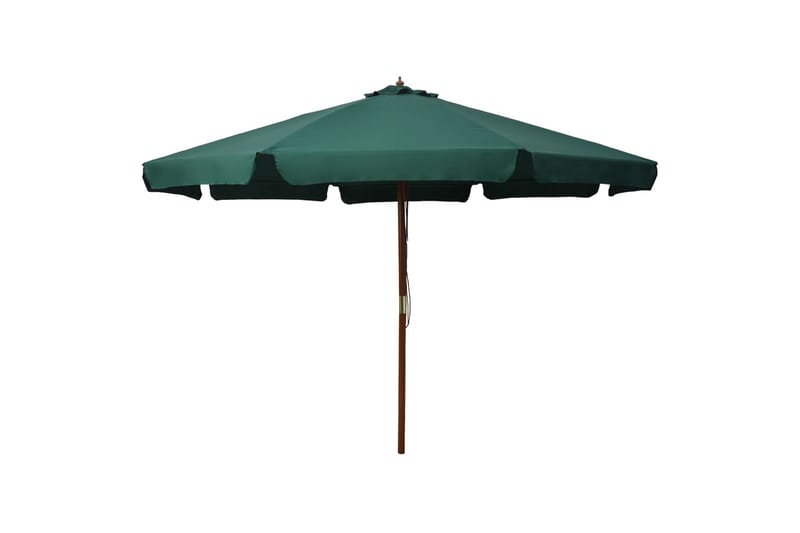 Parasoll med trestang 330 cm grønn - Hagemøbler - Solbeskyttelse - Parasoller