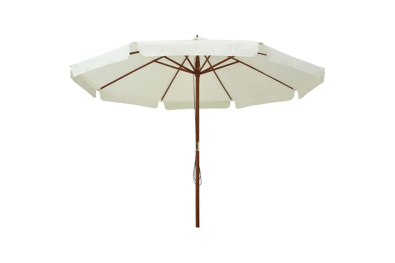 Parasoll med trestang 330 cm sandhvit - Hagemøbler - Solbeskyttelse - Parasoller