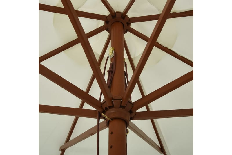 Parasoll med trestang 330 cm sandhvit - Hagemøbler - Solbeskyttelse - Parasoller