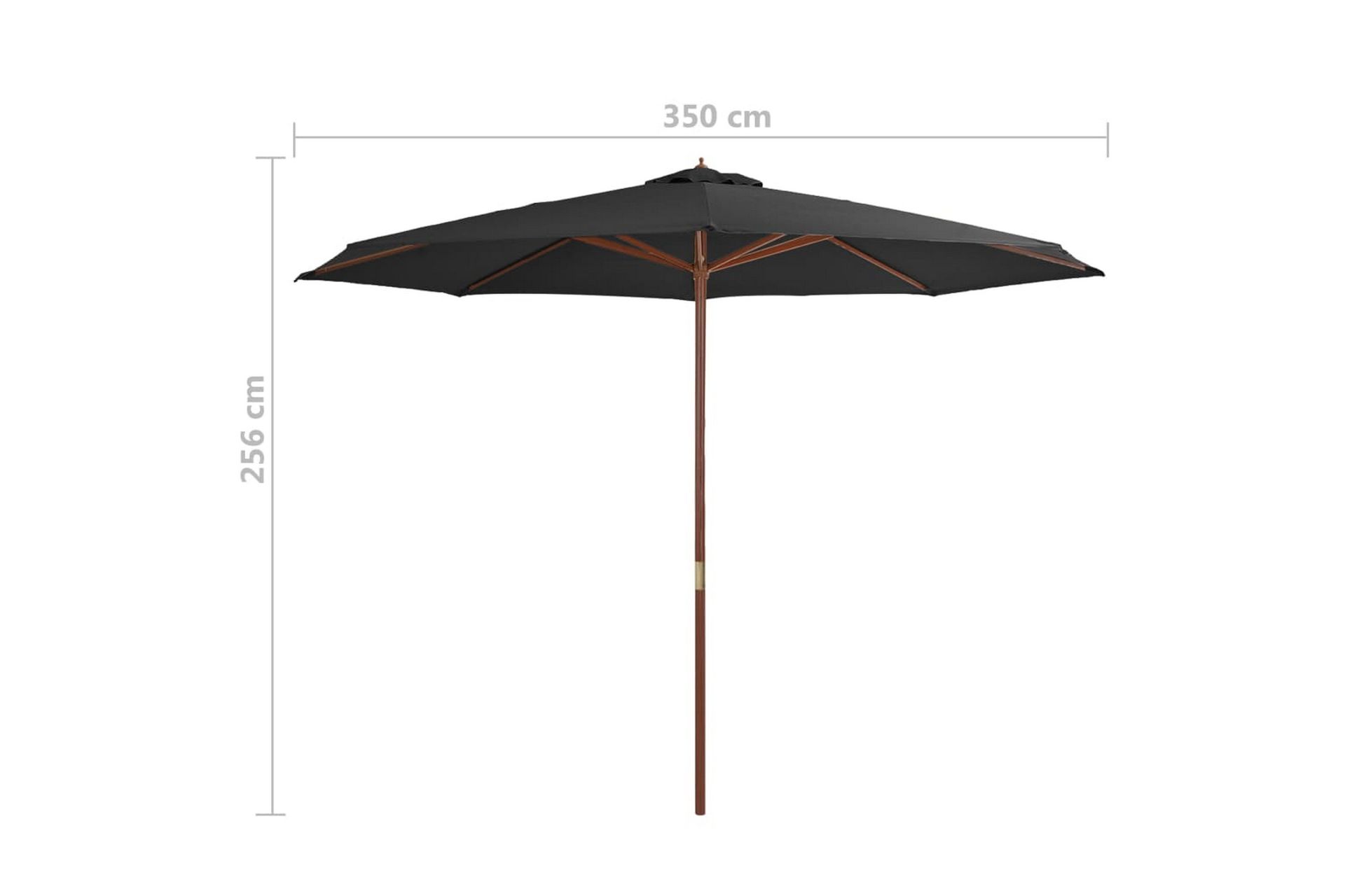 Parasoll med trestang 350 cm antrasitt - Hagemøbler - Solbeskyttelse - Parasoller