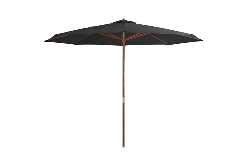 Parasoll med trestang 350 cm antrasitt - Hagemøbler - Solbeskyttelse - Parasoller