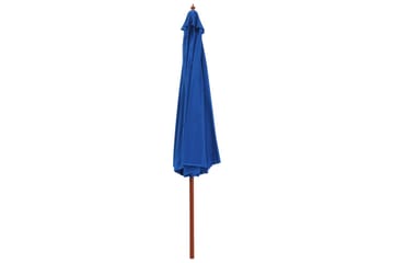Parasoll med trestang 350 cm blå - Hagemøbler - Solbeskyttelse - Parasoller
