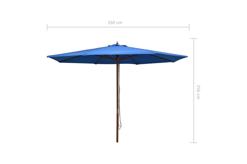 Parasoll med trestang 350 cm blå - Parasoller