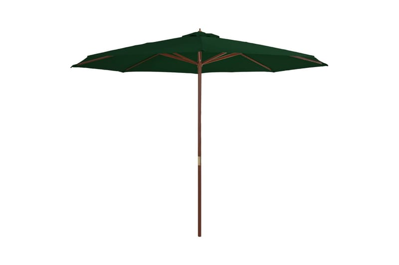 Parasoll med trestang 350 cm grønn - Hagemøbler - Solbeskyttelse - Parasoller
