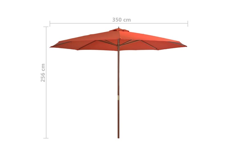 Parasoll med trestang 350 cm terrakotta - Hagemøbler - Solbeskyttelse - Parasoller