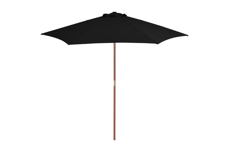 Parasoll med trestang svart 270 cm - Svart - Parasoller