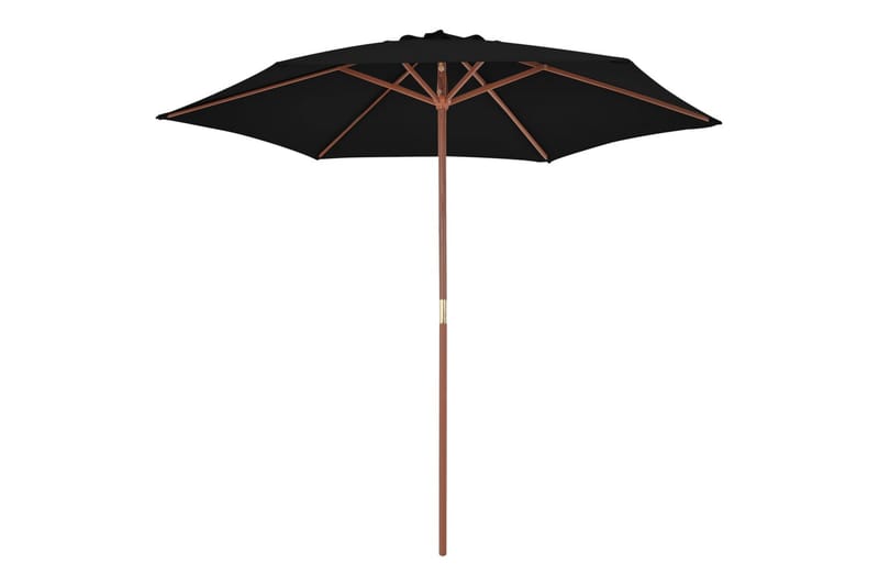 Parasoll med trestang svart 270 cm - Svart - Hagemøbler - Solbeskyttelse - Parasoller