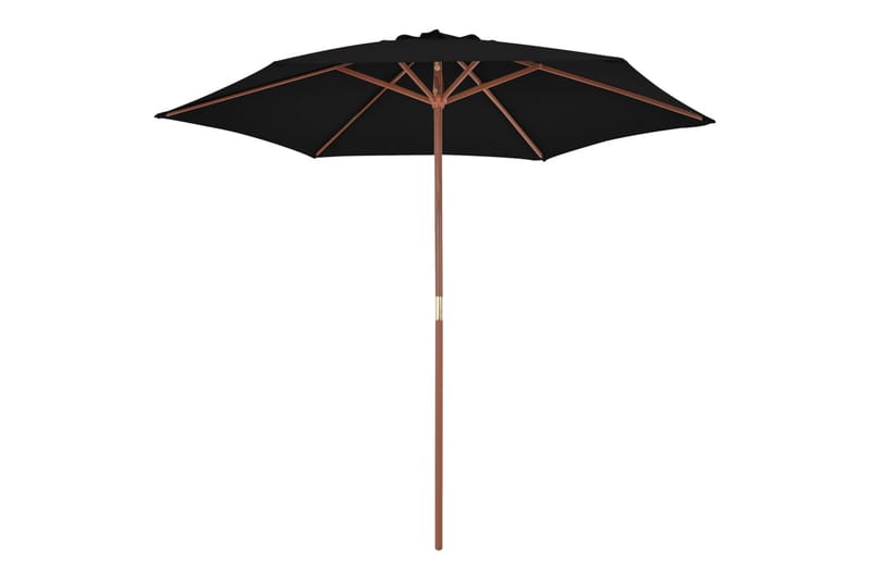 Parasoll med trestang svart 270 cm - Svart - Parasoller