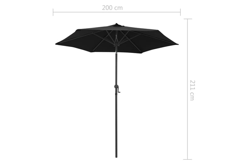 Parasoll svart 200x211 cm aluminium - Hagemøbler - Solbeskyttelse - Parasoller