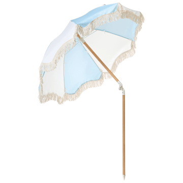Parasoll utendørs 155 cm Mondello - hvit/blå - Hagemøbler - Solbeskyttelse - Parasoller - Strandparasoll