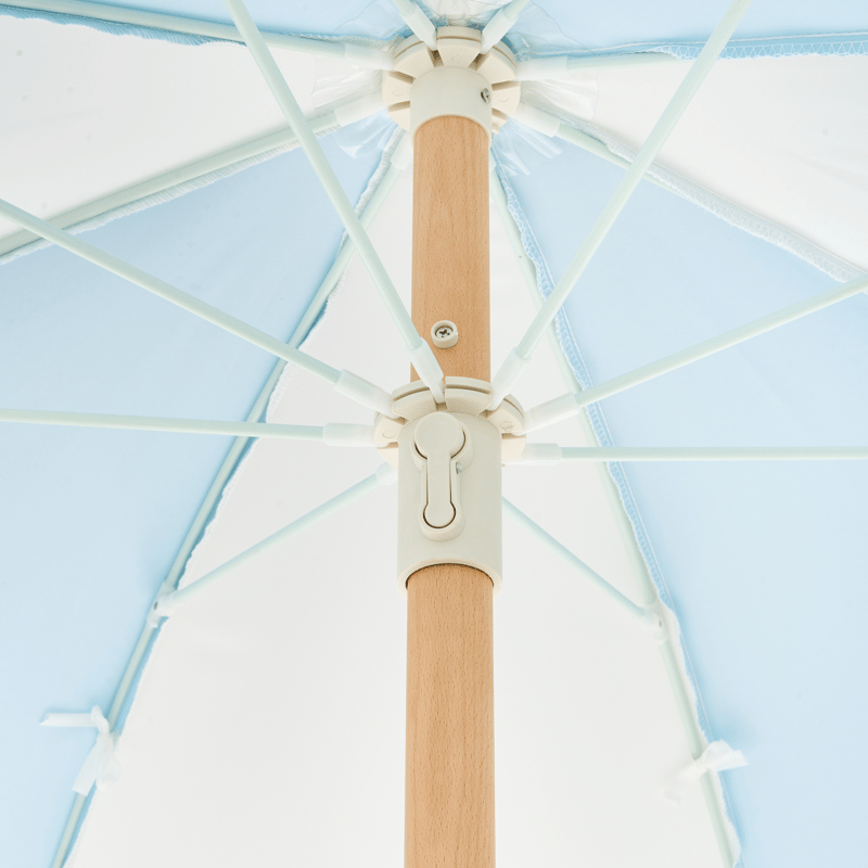 Parasoll utendørs 155 cm Mondello - hvit/blå - Hagemøbler - Solbeskyttelse - Parasoller - Strandparasoll