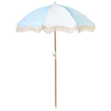 Parasoll utendørs 155 cm Mondello - hvit/blå - Hagemøbler - Solbeskyttelse - Parasoller - Strandparasoll