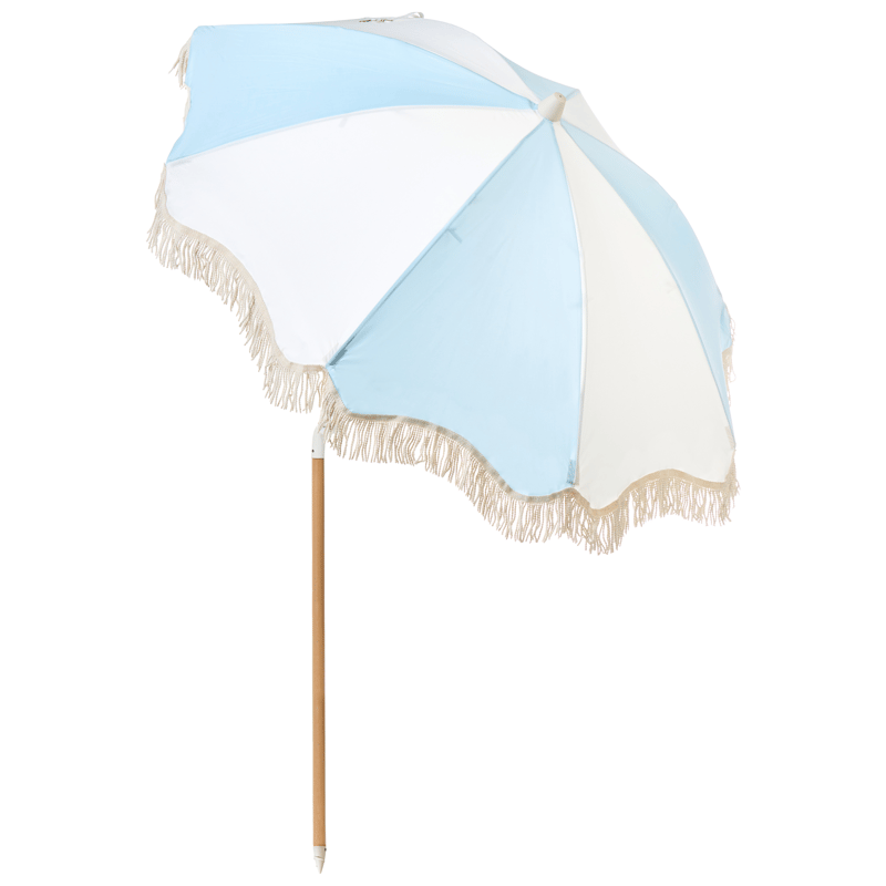 Parasoll utendørs 155 cm Mondello - hvit/blå - Hagemøbler - Solbeskyttelse - Parasoller - Strandparasoll