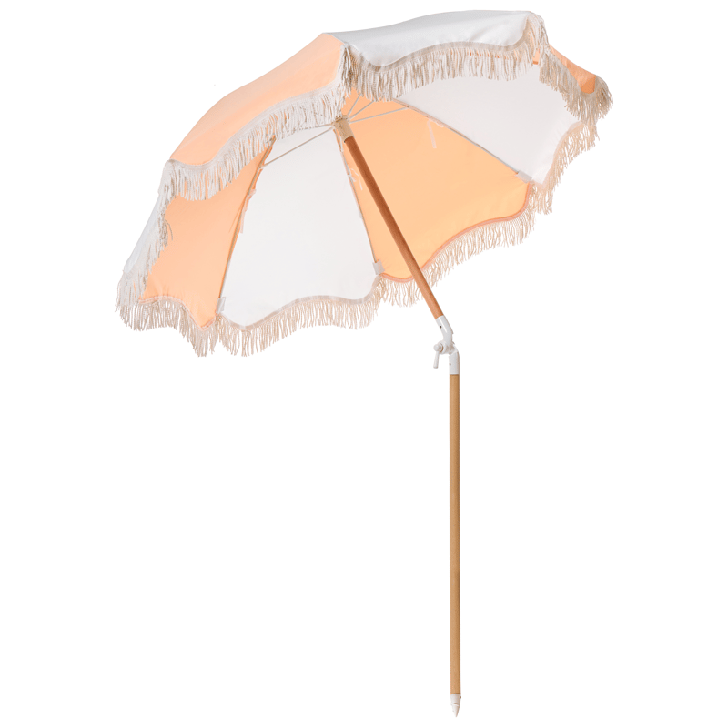 Parasoll utendørs 155 cm Mondello - hvit/oransje - Hagemøbler - Solbeskyttelse - Parasoller - Strandparasoll