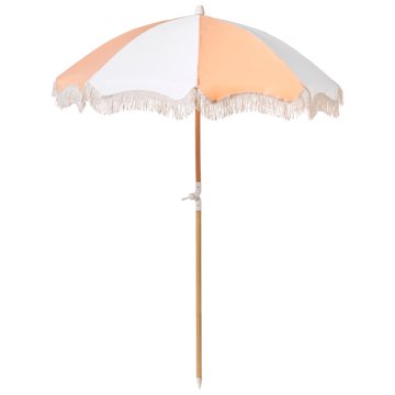 Parasoll utendørs 155 cm Mondello - hvit/oransje - Hagemøbler - Solbeskyttelse - Parasoller - Strandparasoll