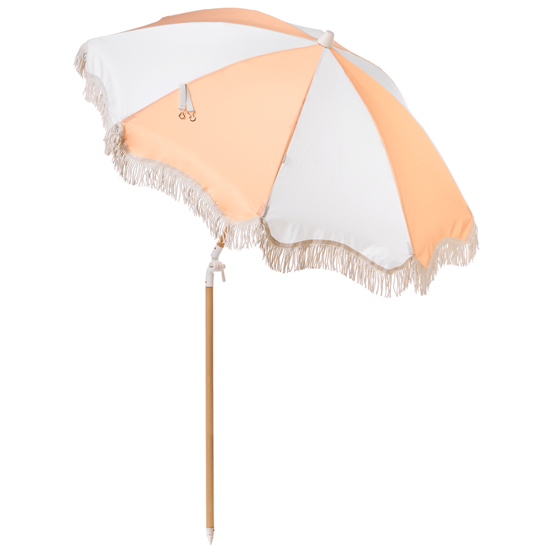 Parasoll utendørs 155 cm Mondello - hvit/oransje - Hagemøbler - Solbeskyttelse - Parasoller - Strandparasoll