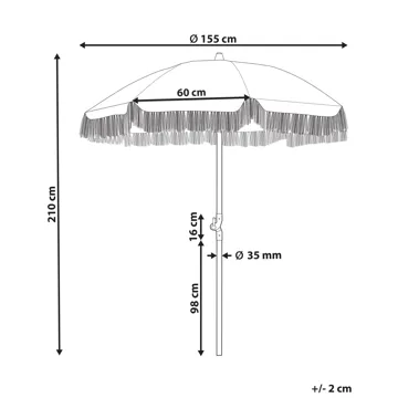 Parasoll utendørs 155 cm Mondello - hvit/svart - Hagemøbler - Solbeskyttelse - Parasoller - Strandparasoll