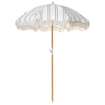 Parasoll utendørs 155 cm Mondello - hvit/svart - Hagemøbler - Solbeskyttelse - Parasoller - Strandparasoll