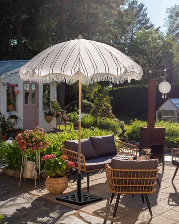 Parasoll utendørs 155 cm Mondello - hvit/svart - Hagemøbler - Solbeskyttelse - Parasoller - Strandparasoll