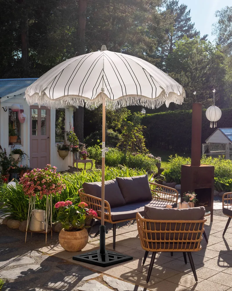 Parasoll utendørs 155 cm Mondello - hvit/svart - Hagemøbler - Solbeskyttelse - Parasoller - Strandparasoll