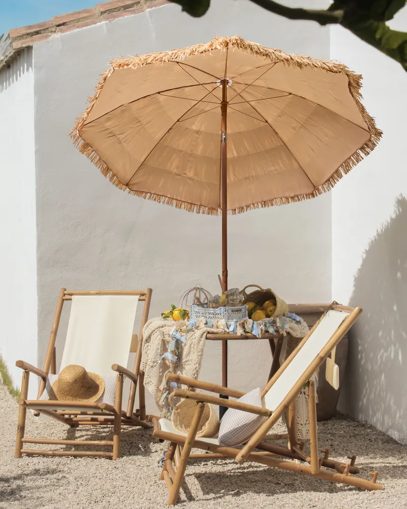 Parasoll utendørs 175 cm Civetta - naturlig/brun - Hagemøbler - Solbeskyttelse - Parasoller - Balkongparasoll