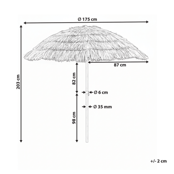 Parasoll utendørs 175 cm Civetta - naturlig/brun - Hagemøbler - Solbeskyttelse - Parasoller - Balkongparasoll