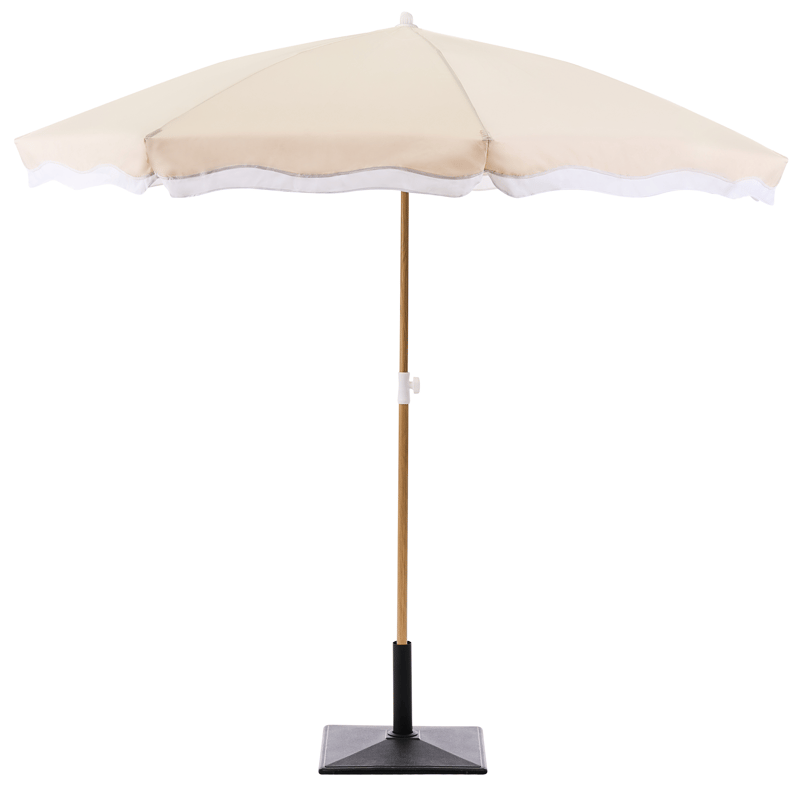 Parasoll utendørs 232 cm Sestriere - beige/hvit/brun - Hagemøbler - Solbeskyttelse - Parasoller - Balkongparasoll
