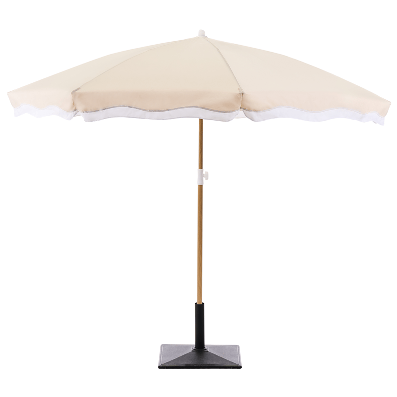 Parasoll utendørs 232 cm Sestriere - beige/hvit/brun - Hagemøbler - Solbeskyttelse - Parasoller - Balkongparasoll