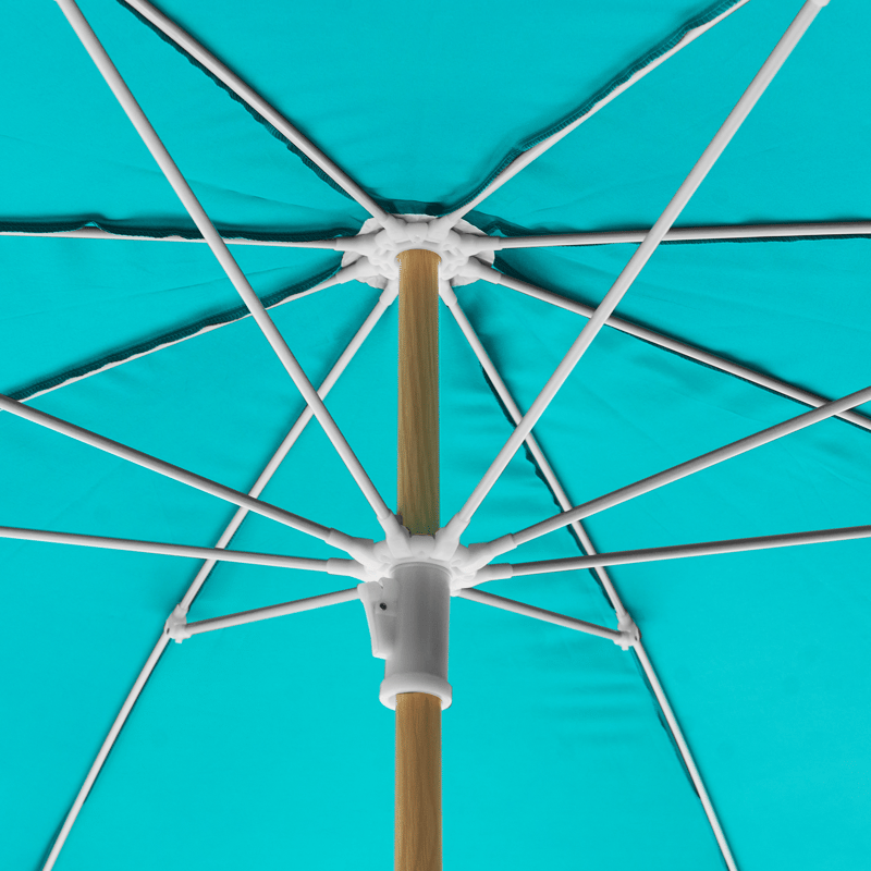 Parasoll utendørs 232 cm Sestriere - blå/hvit/brun - Hagemøbler - Solbeskyttelse - Parasoller - Balkongparasoll