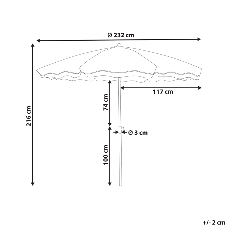 Parasoll utendørs 232 cm Sestriere - blå/hvit/brun - Hagemøbler - Solbeskyttelse - Parasoller - Balkongparasoll