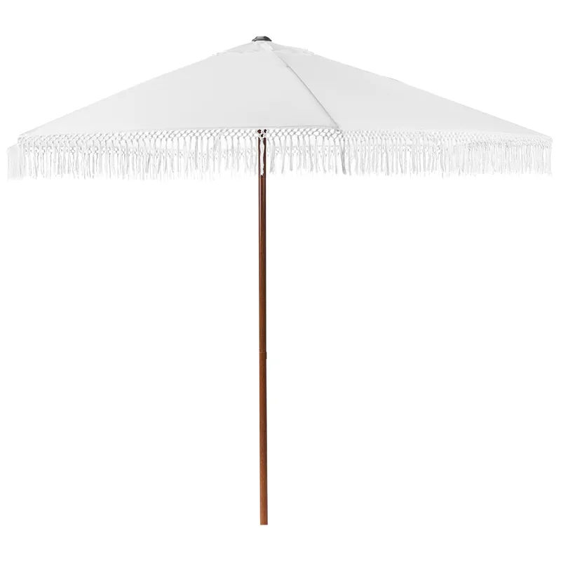 Parasoll utendørs 258 cm Murasa, hvit/brun
