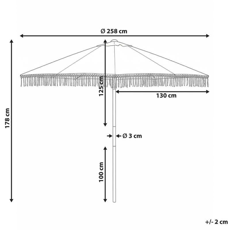 Parasoll utendørs 258 cm Murasa - hvit/brun - Hagemøbler - Solbeskyttelse - Parasoller - Balkongparasoll