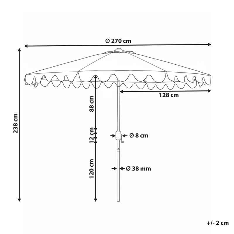Parasoll utendørs 270 cm Isolotto - grå/brun/svart - Hagemøbler - Solbeskyttelse - Parasoller - Balkongparasoll