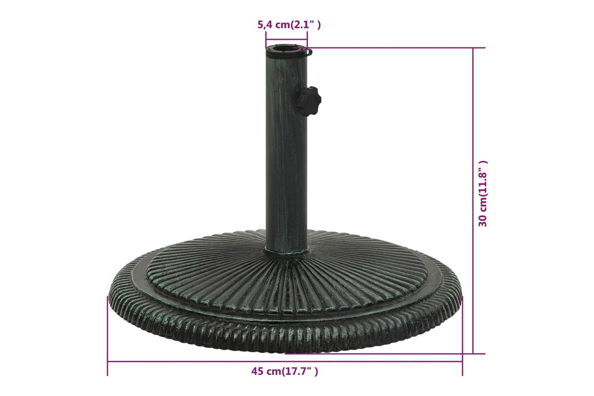 Parasollbase grønn 45x45x30 cm støpejern - grønn - Hagemøbler - Solbeskyttelse - Parasoller - Parasollfot