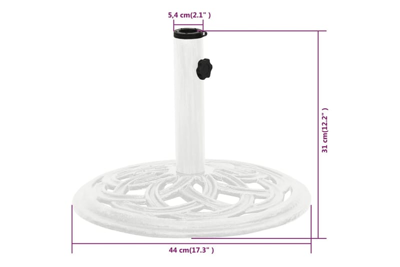 Parasollbase hvit 44x44x31 cm støpejern - Hvit - Hagemøbler - Solbeskyttelse - Parasoller - Parasollfot
