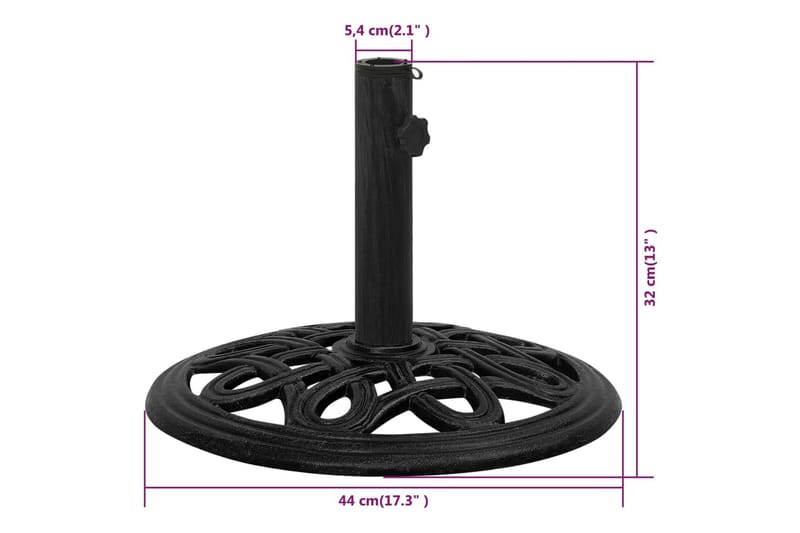 Parasollbase svart 44x44x32 cm støpejern - Svart - Parasollfot