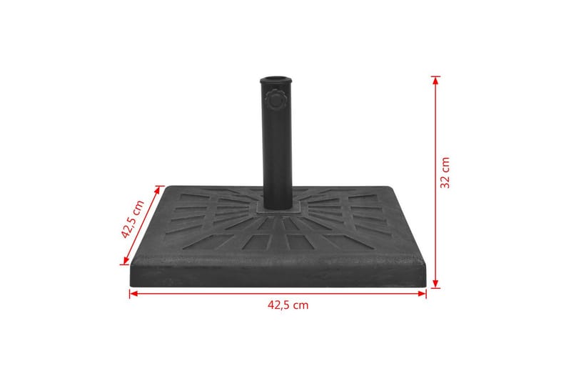 Parasollfot harpiks kvadrat svart 12 kg - Svart - Hagemøbler - Solbeskyttelse - Parasoller - Parasollfot