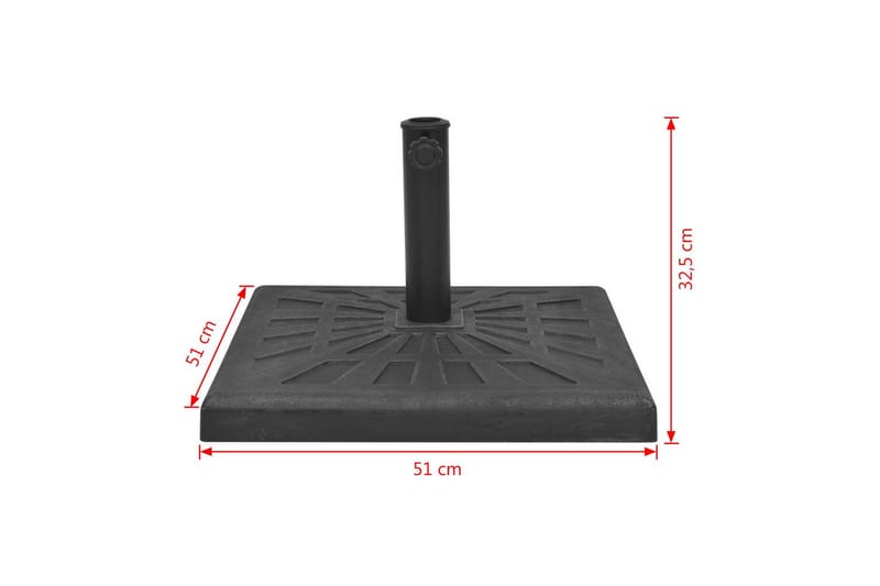 Parasollfot harpiks kvadrat svart 19 kg - Svart - Hagemøbler - Solbeskyttelse - Parasoller - Parasollfot