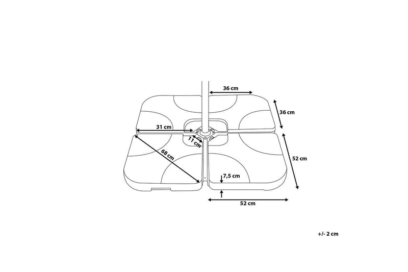 Sunny Parasollfotvekt 52 cm 4 Deler - Svart - Hagemøbler - Solbeskyttelse - Parasoller - Parasollfot