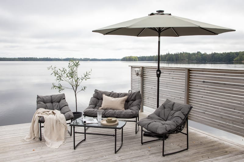 Sabal Parasoll 270 cm med LED - Grå - Hagemøbler - Solbeskyttelse - Parasoller