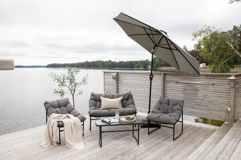 Sabal Parasoll 270 cm med LED - Grå - Hagemøbler - Solbeskyttelse - Parasoller