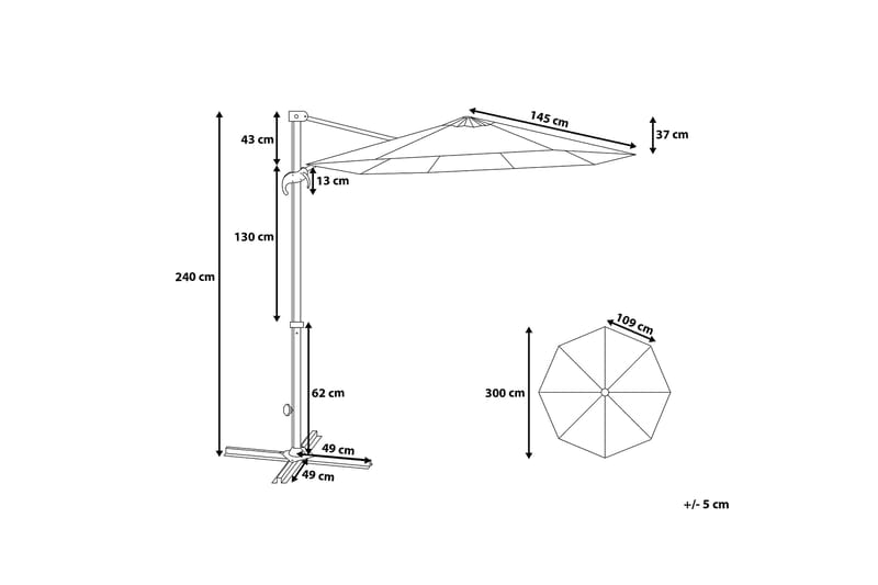 Savona Parasoll 240 cm - Grå - Parasoller