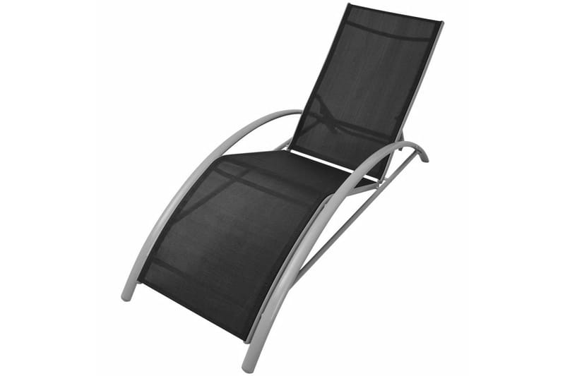 Solsenger med parasoll aluminium svart - Svart - Hagemøbler - Solbeskyttelse - Parasoller