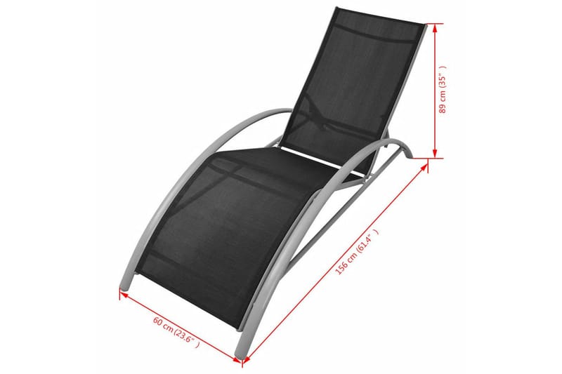 Solsenger med parasoll aluminium svart - Svart - Hagemøbler - Solbeskyttelse - Parasoller