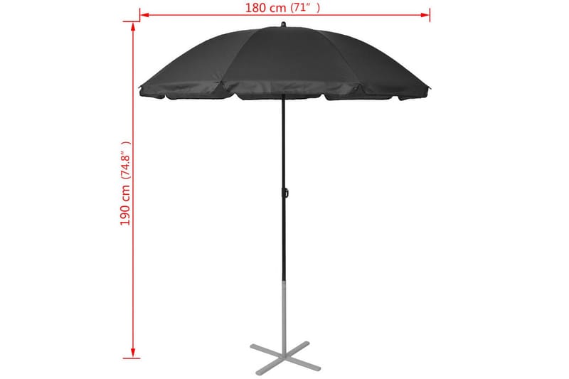Solsenger med parasoll aluminium svart - Svart - Hagemøbler - Solbeskyttelse - Parasoller