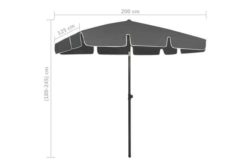 Strandparasoll antrasitt 200x125 cm - Antrasittgrå - Hagemøbler - Solbeskyttelse - Parasoller