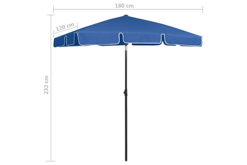 Strandparasoll asurblå 180x120 cm - Blå - Hagemøbler - Solbeskyttelse - Parasoller