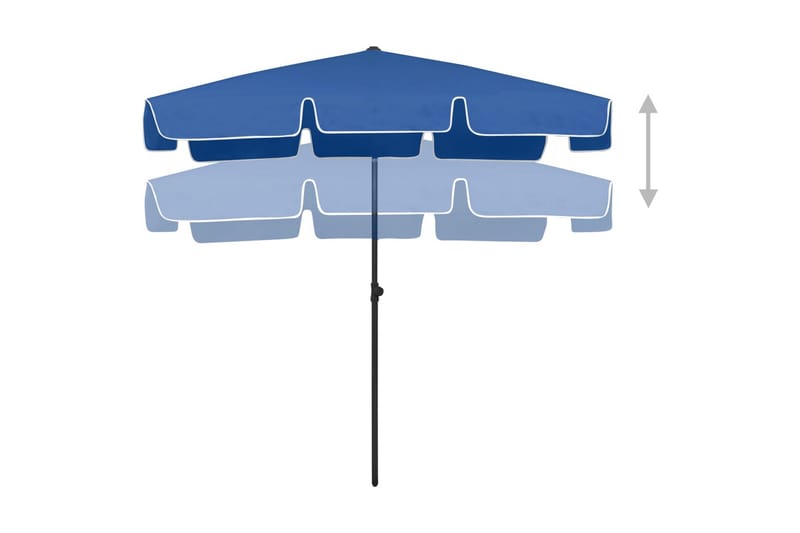 Strandparasoll asurblå 200x125 cm - Blå - Hagemøbler - Solbeskyttelse - Parasoller