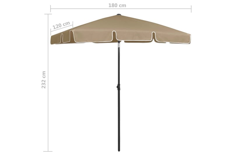 Strandparasoll gråbrun 180x120 cm - Taupe - Hagemøbler - Solbeskyttelse - Parasoller
