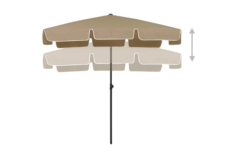 Strandparasoll gråbrun 200x125 cm - Taupe - Hagemøbler - Solbeskyttelse - Parasoller